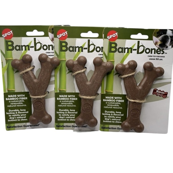 None Other - Nwt 3 SPOT Bam-bones Dog Chew Toy 5.25 in - Bacon Flavor for Dogs under …